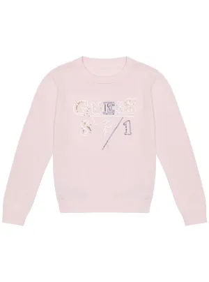 Ballet Pink Long Sleeve Logo Knit Top (2-7) Guess