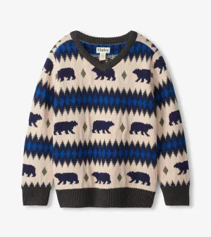 Bear Fair Isle V-Neck Sweater | Hatley