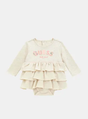 Beige Interlock Dress Onesie (0-12M) Guess