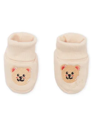 Beige Newborn Booties (O/S) Guess