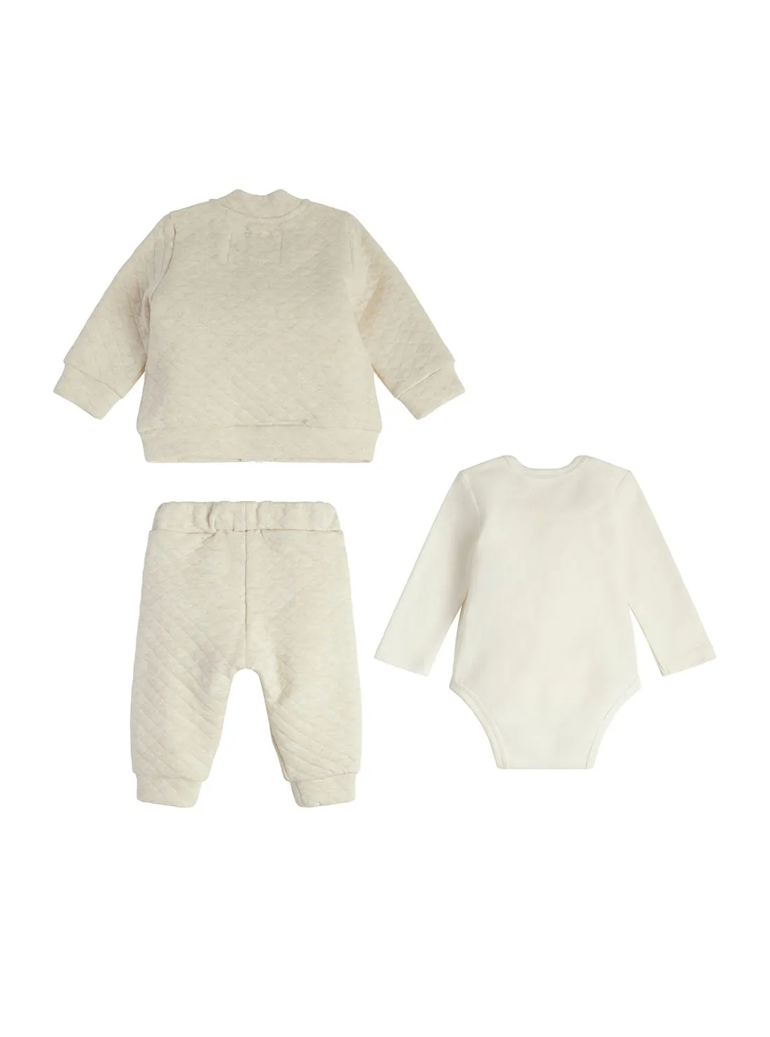 Beige Top Jacket Pant 3 Piece Set (0-12M) Guess
