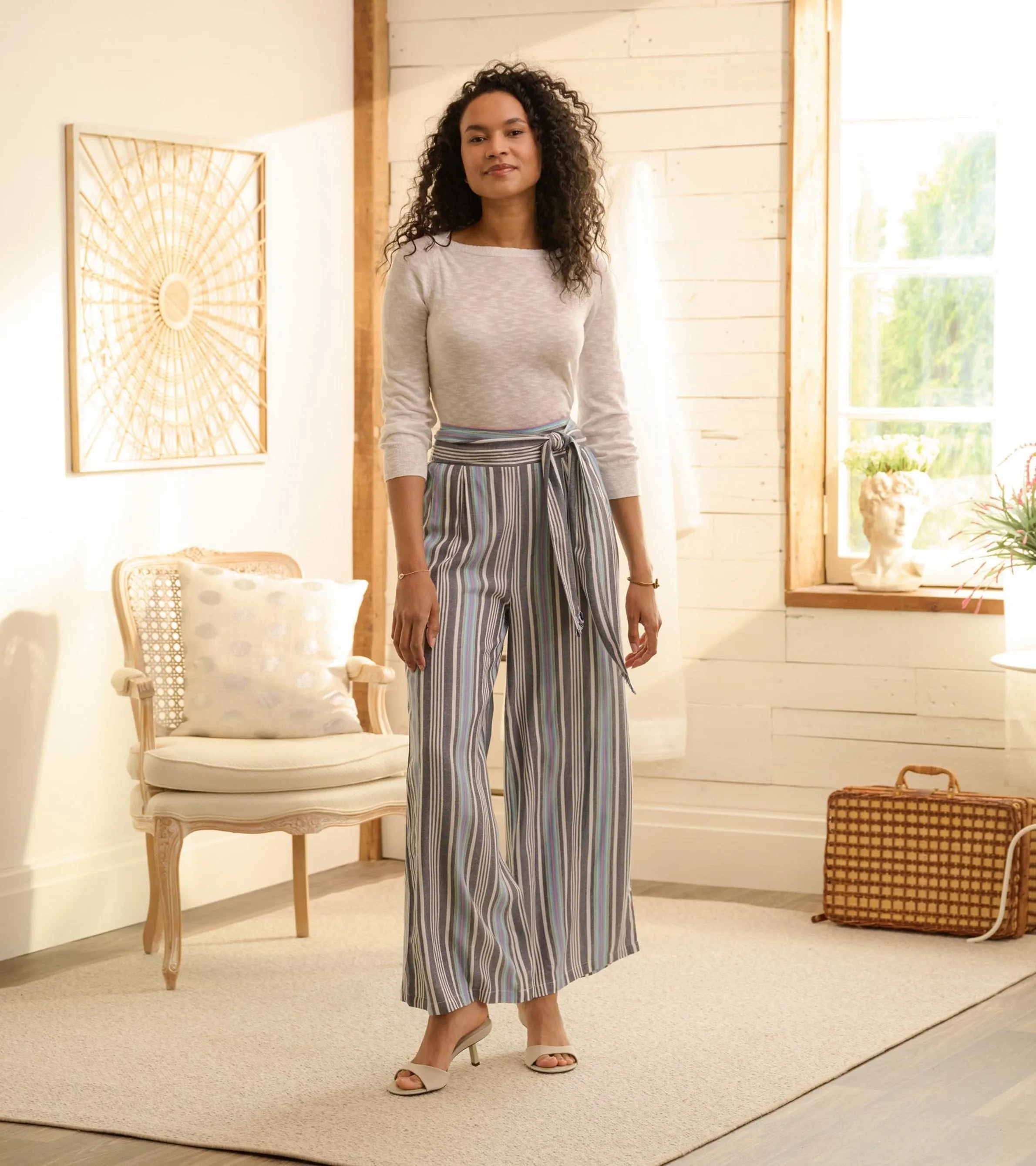Belted Wide Leg Pants - Rainbow Stripes -Hatley