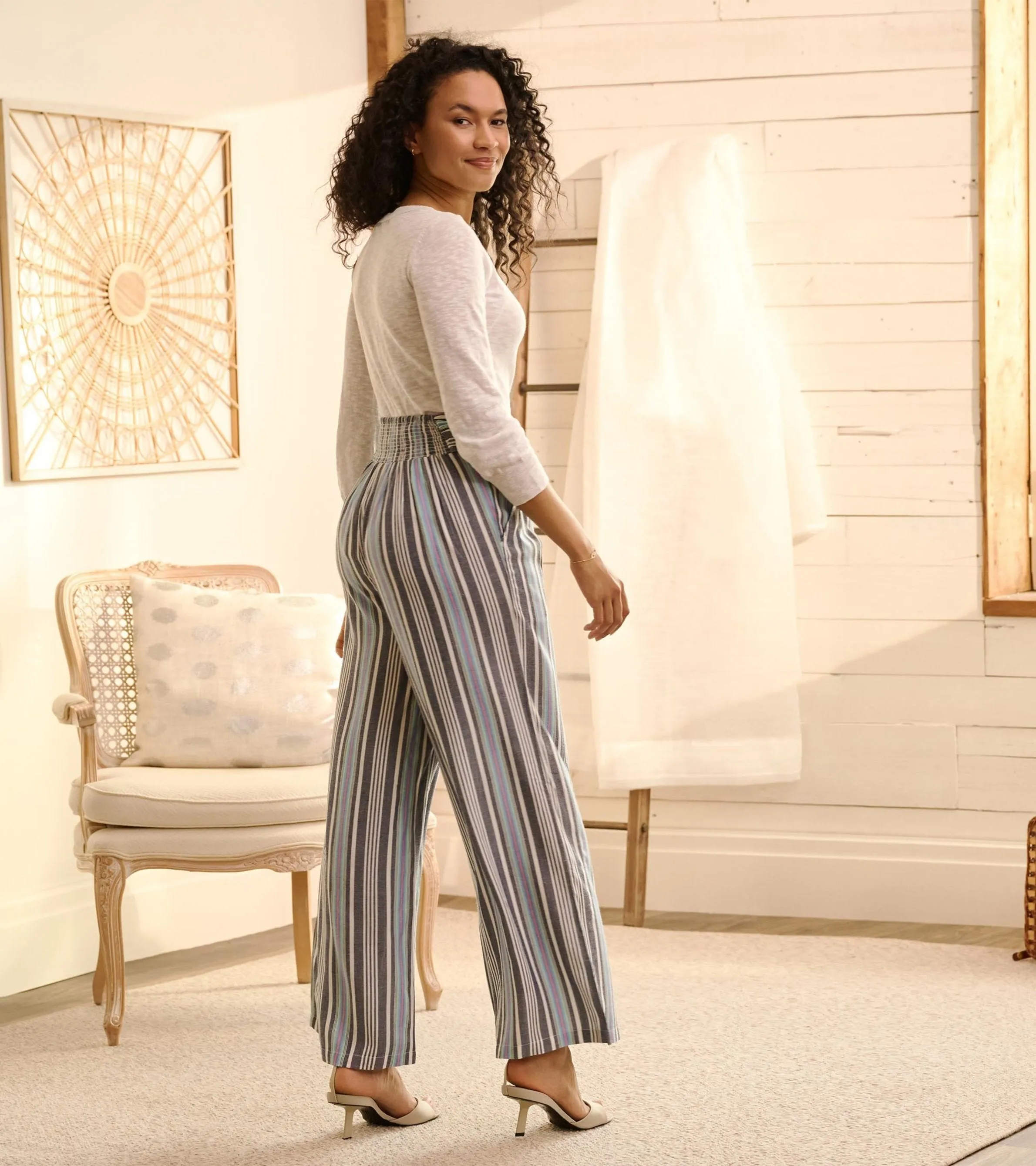 Belted Wide Leg Pants - Rainbow Stripes -Hatley