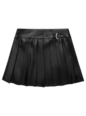 Black Leather Mini Skirt (716) Guess