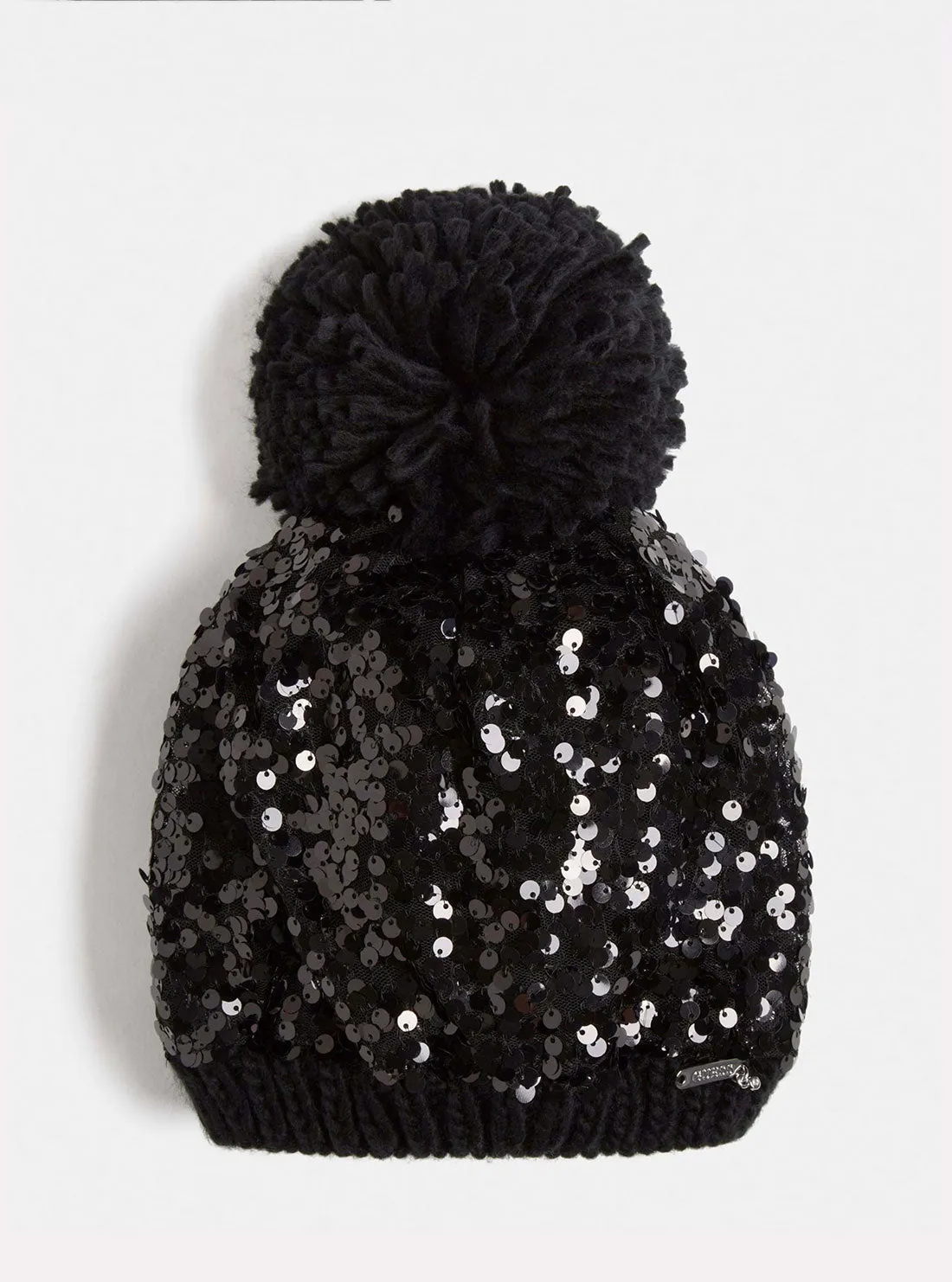 Black Sequin Beanie Guess