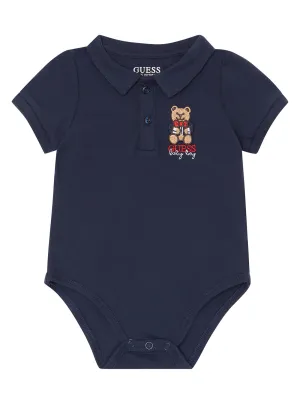 Blue Bear Logo Polo Onesie (0-12m) Guess
