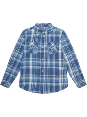Blue Checked Long Sleeve Shirt (7-16) Guess
