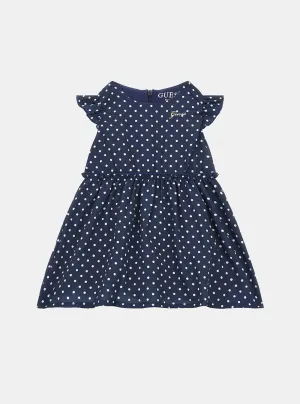 Blue Polka Dot Chiffon Dress (2-7) Guess