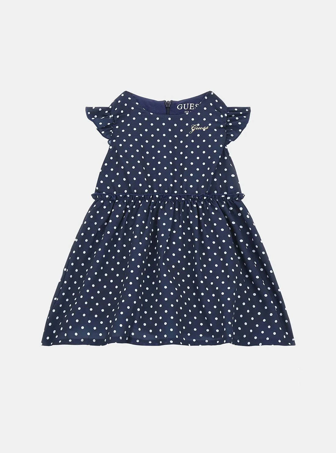 Blue Polka Dot Chiffon Dress (2-7) Guess