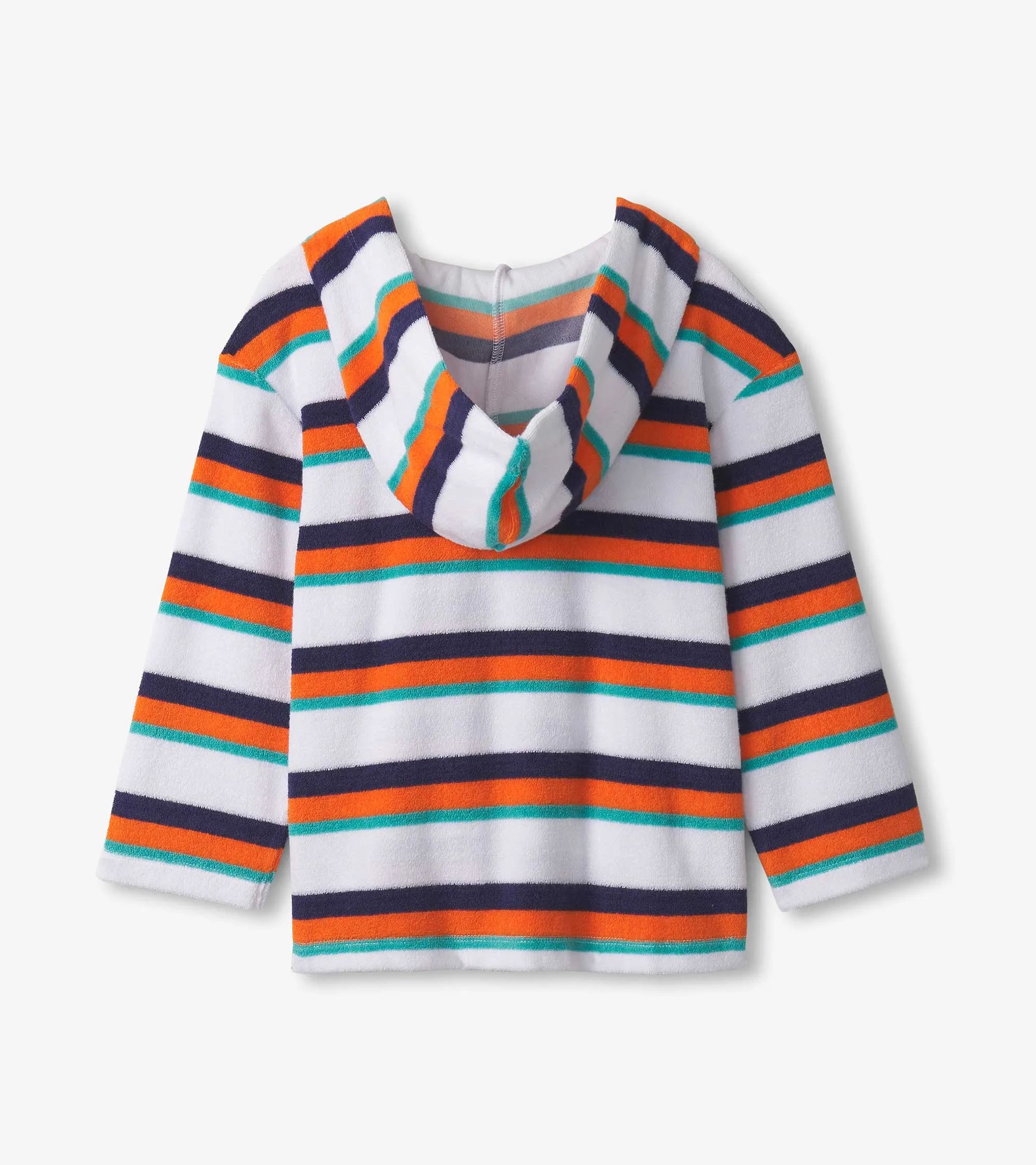 Boys Aqua Stripes Terry Pullover Hoodie -Hatley