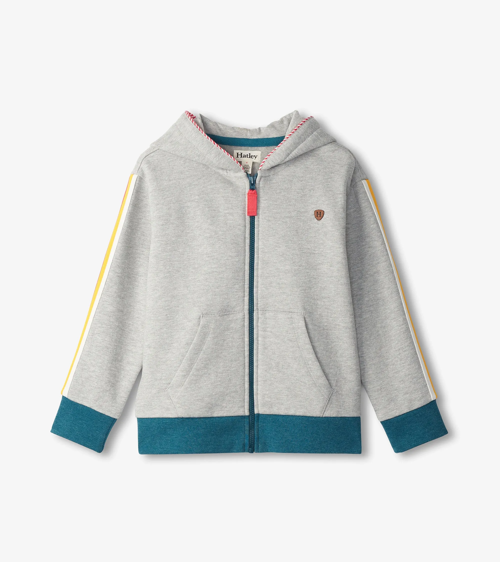 Boys Athletic Grey Zip-Up Hoodie -Hatley