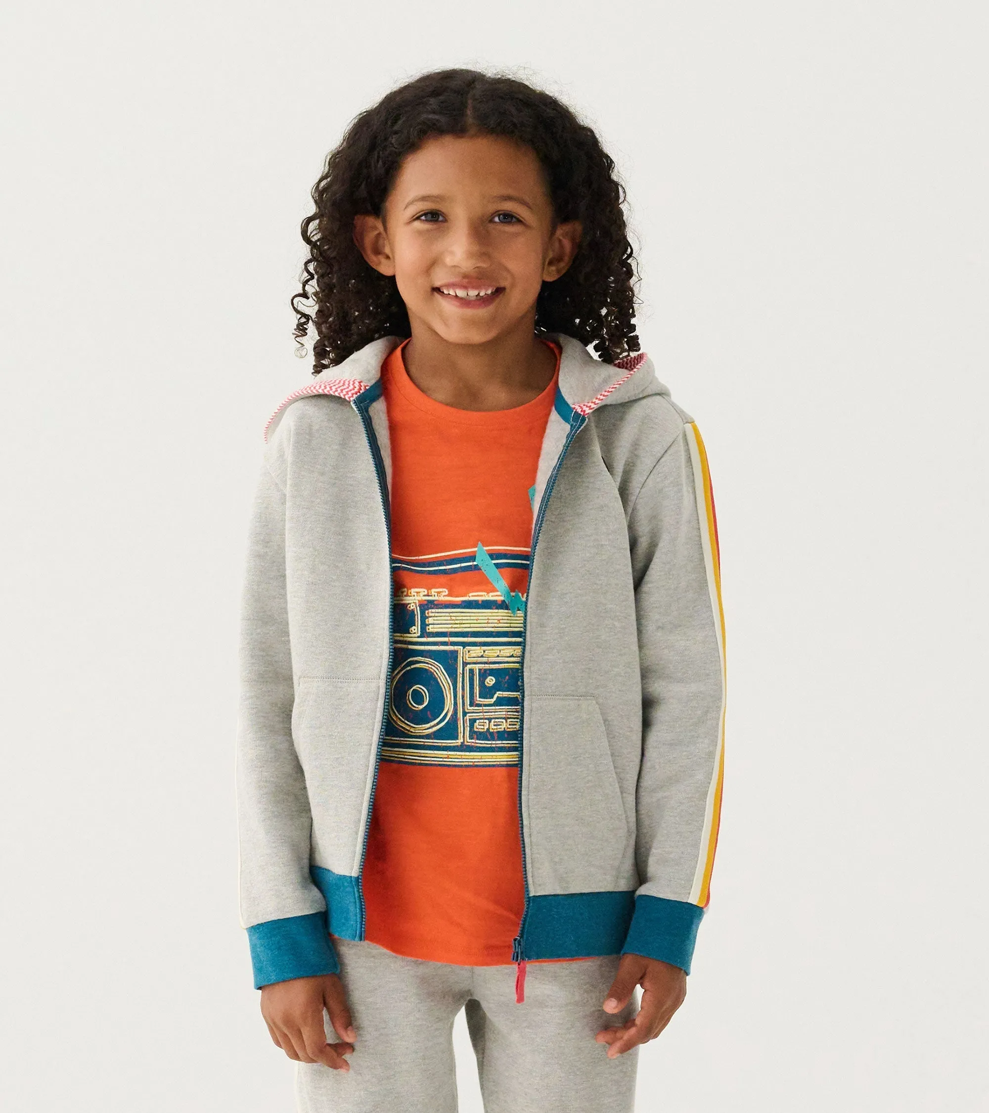 Boys Athletic Grey Zip-Up Hoodie -Hatley