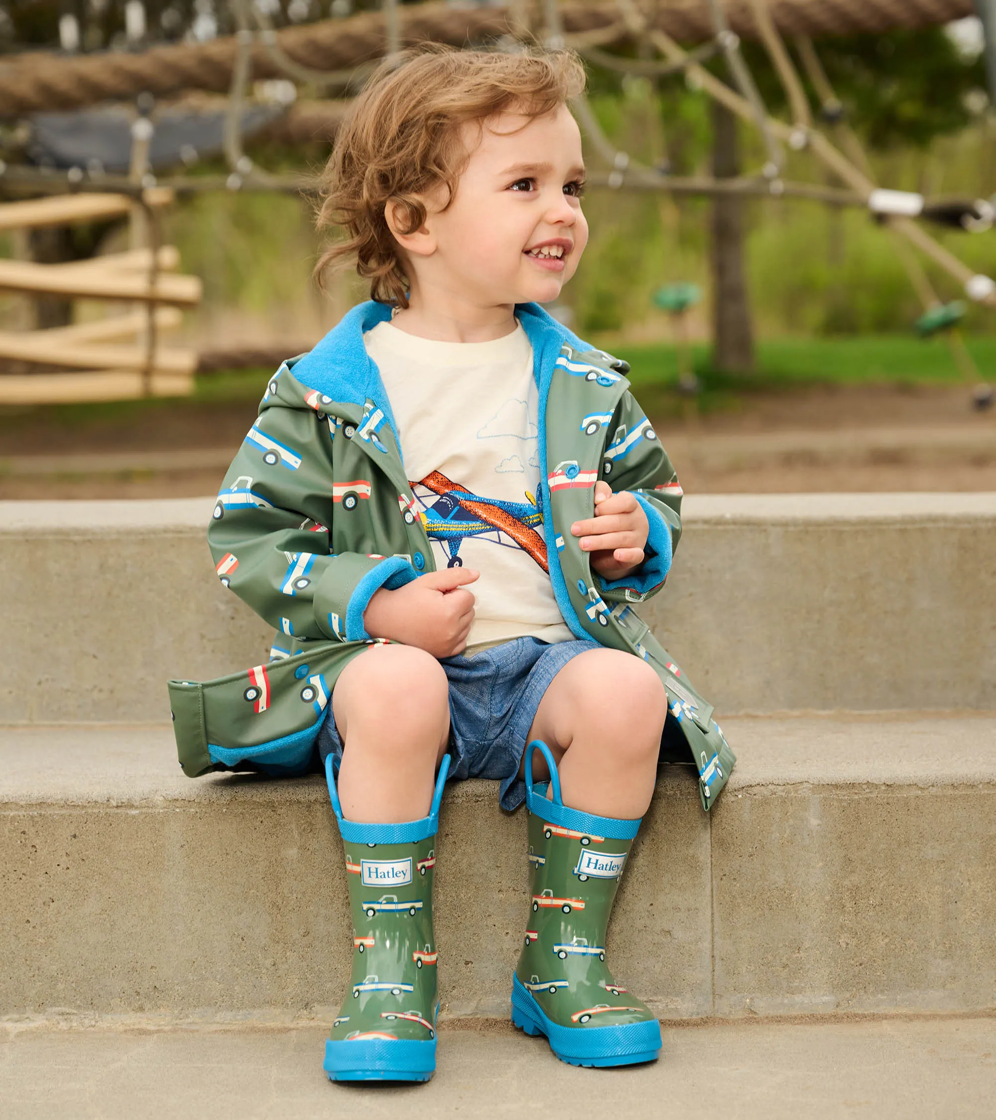 Boys Big Trucks Rain Boots with Handles -Hatley