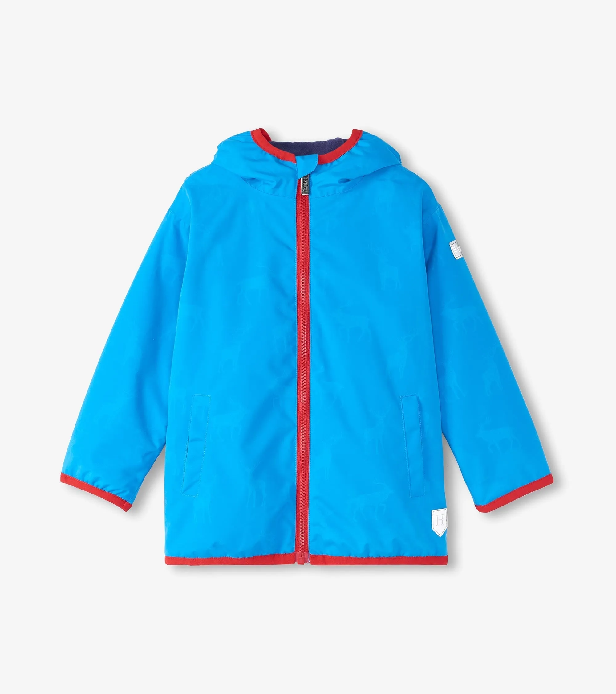 Boys Blue Elks Zip-Up Lightweight Rain Jacket -Hatley