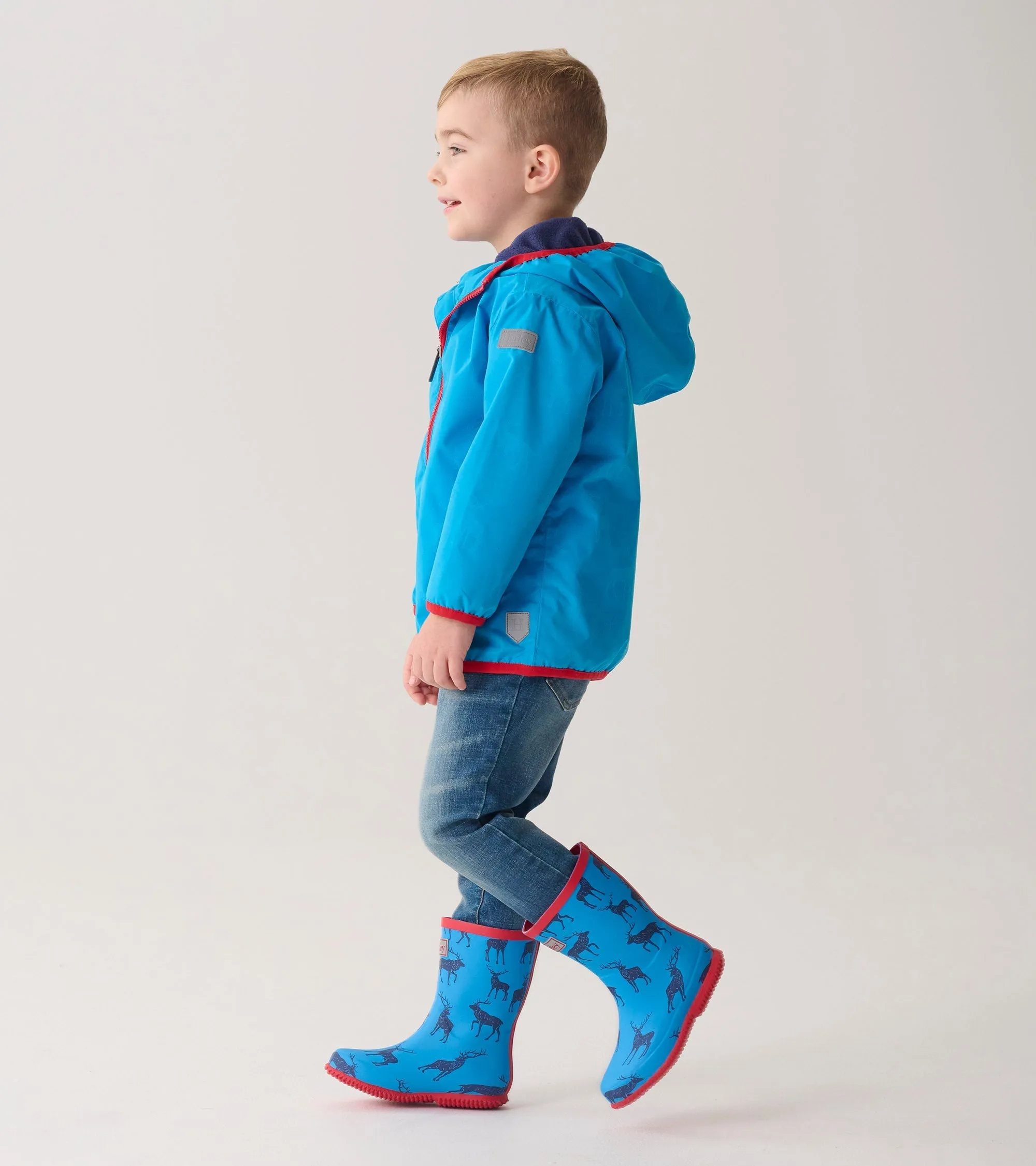 Boys Blue Elks Zip-Up Lightweight Rain Jacket -Hatley