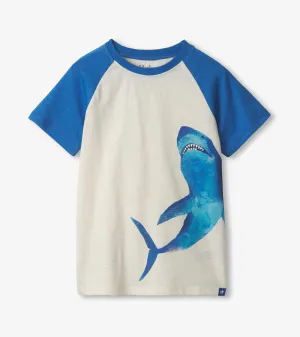 Boys Blue Shark Raglan T-Shirt -Hatley