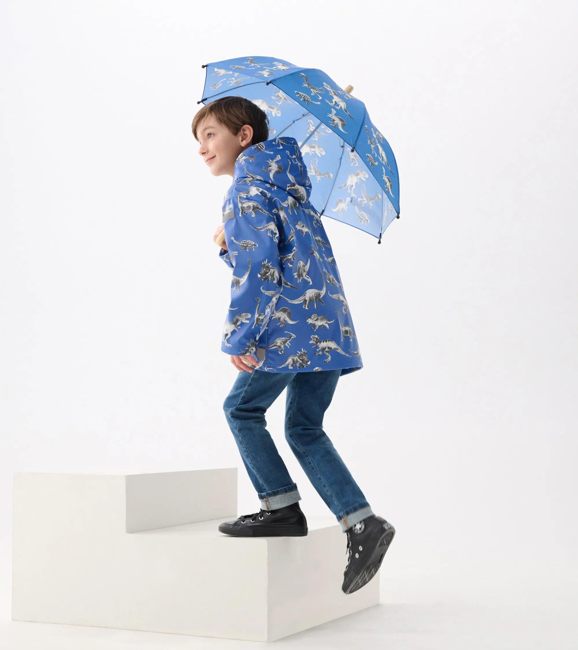 Boys Dino Extinction Zip-Up Rain Jacket -Hatley