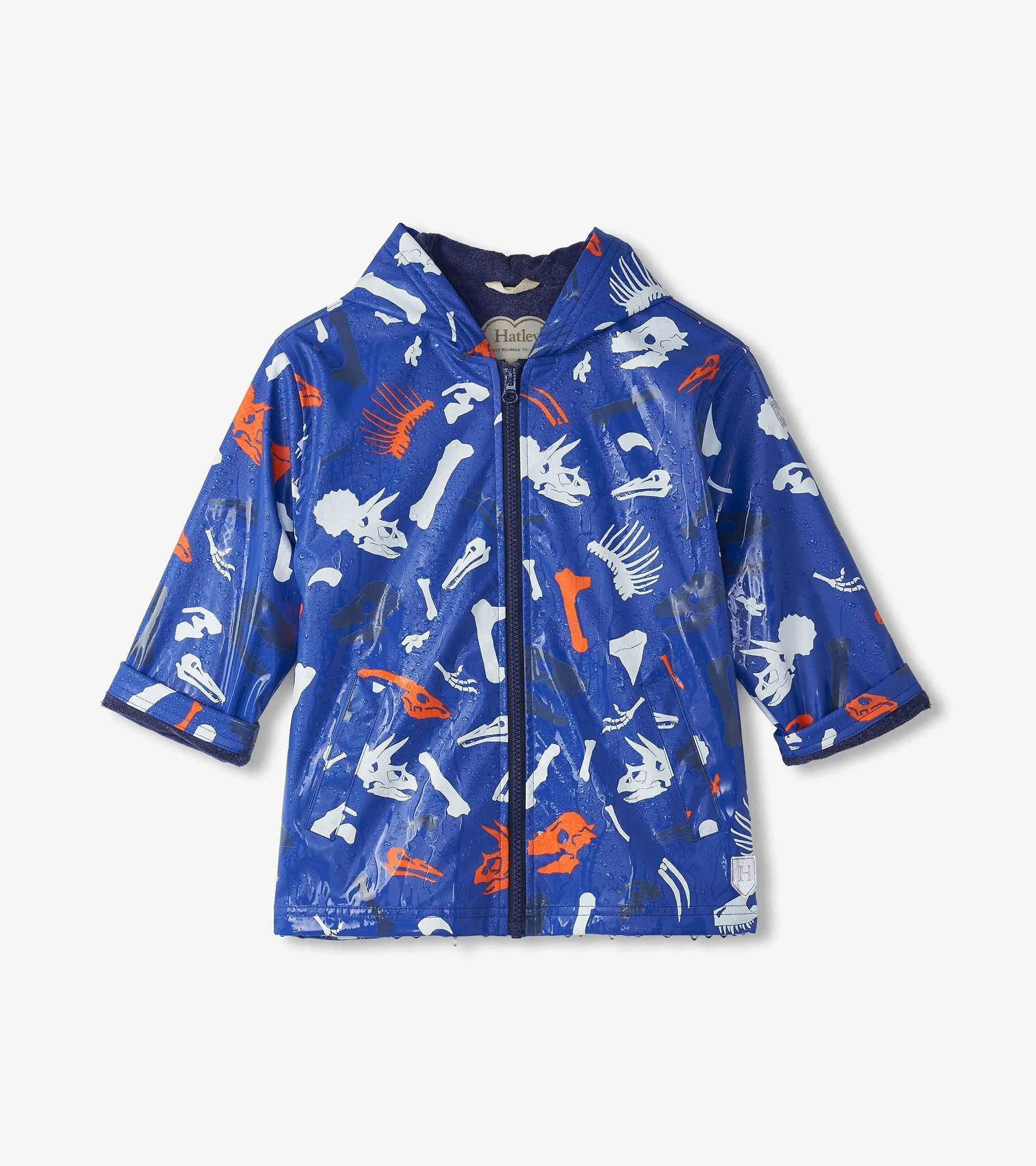 Boys Dino Fossils Colour Changing Zip-Up Rain Jacket -Hatley