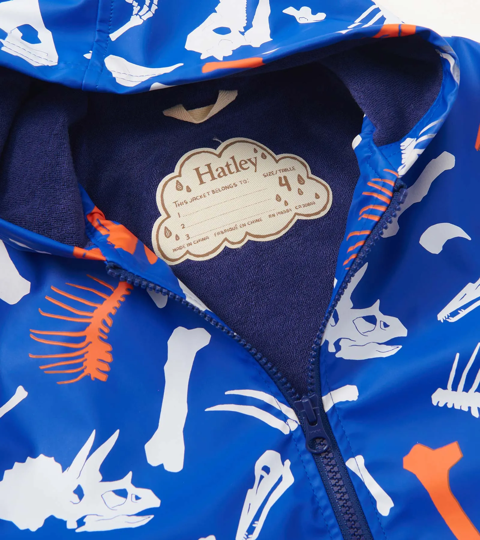 Boys Dino Fossils Colour Changing Zip-Up Rain Jacket -Hatley