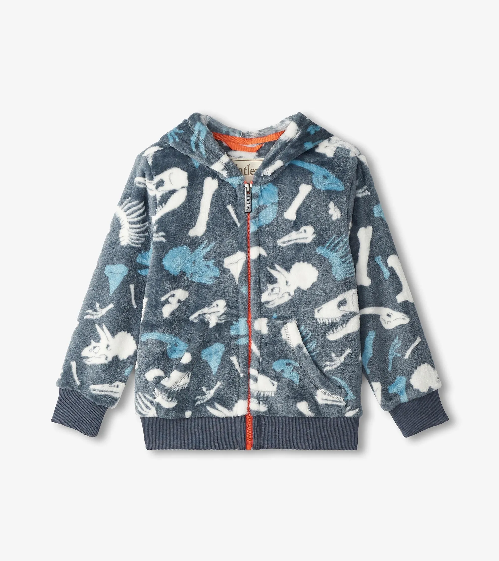 Boys Dino Fossils Fleece Zip-Up Hoodie -Hatley