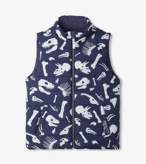 Boys Dino Fossils Reversible Quilted Vest -Hatley