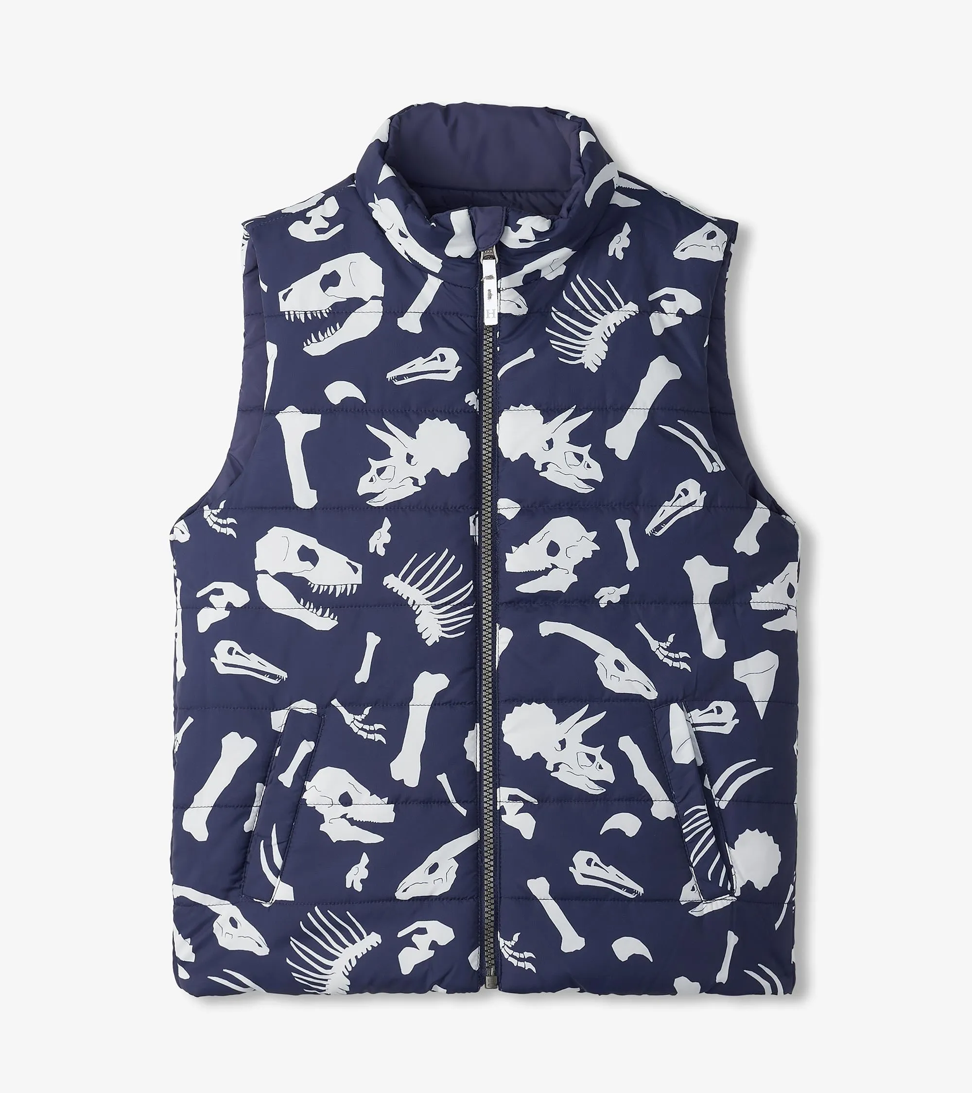 Boys Dino Fossils Reversible Quilted Vest -Hatley