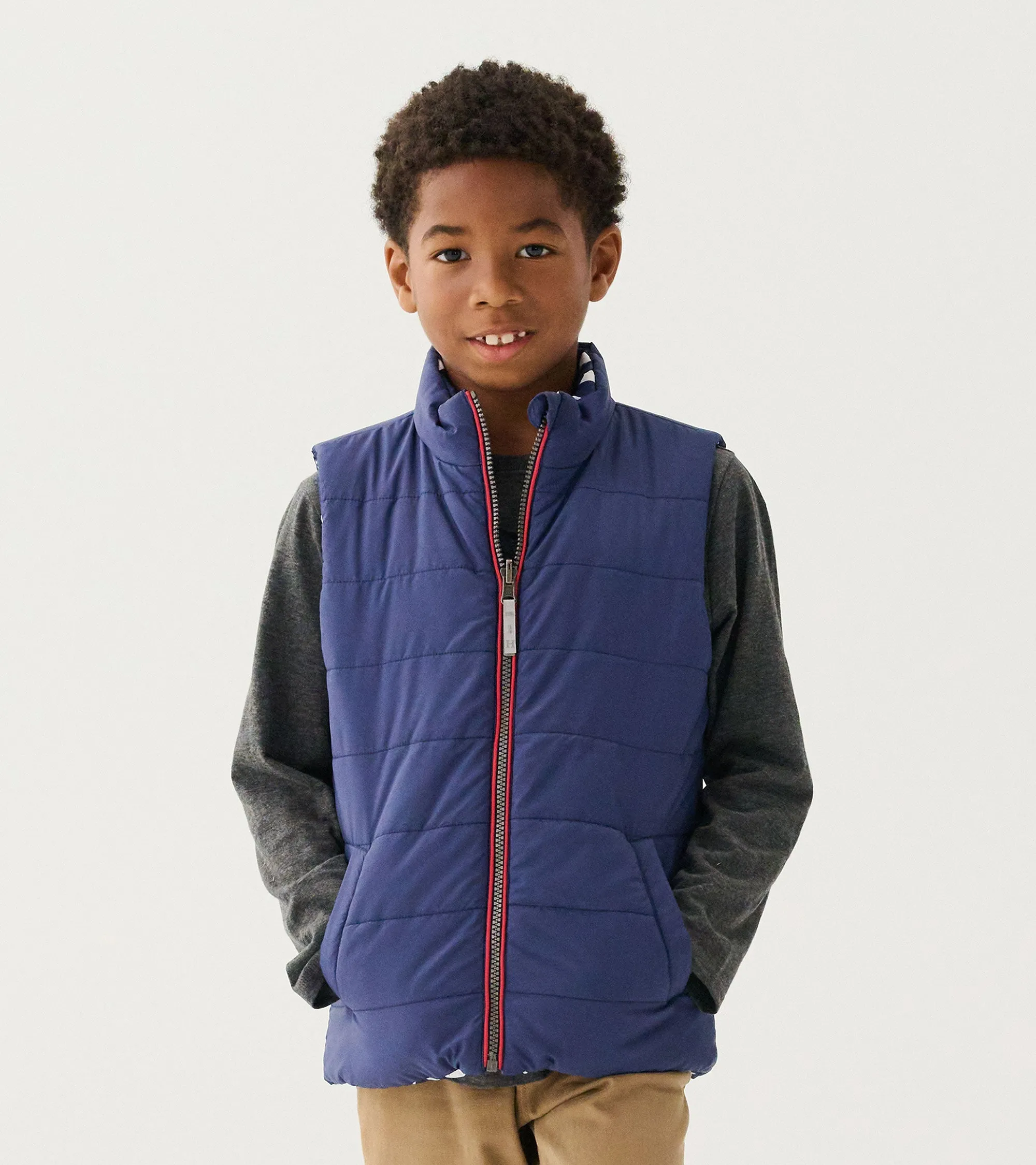 Boys Dino Fossils Reversible Quilted Vest -Hatley