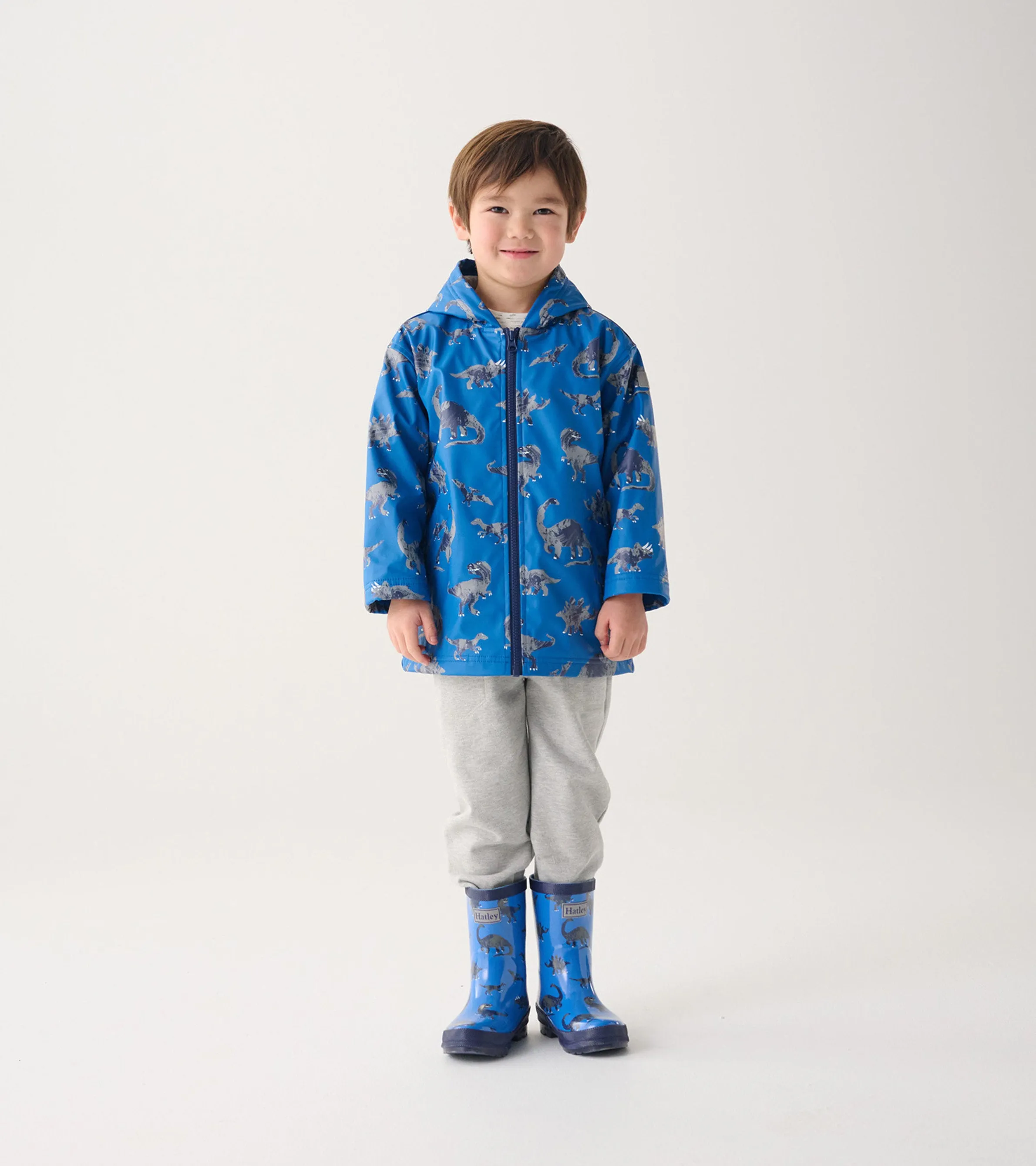 Boys Dinosaur Zip-Up Rain Jacket -Hatley