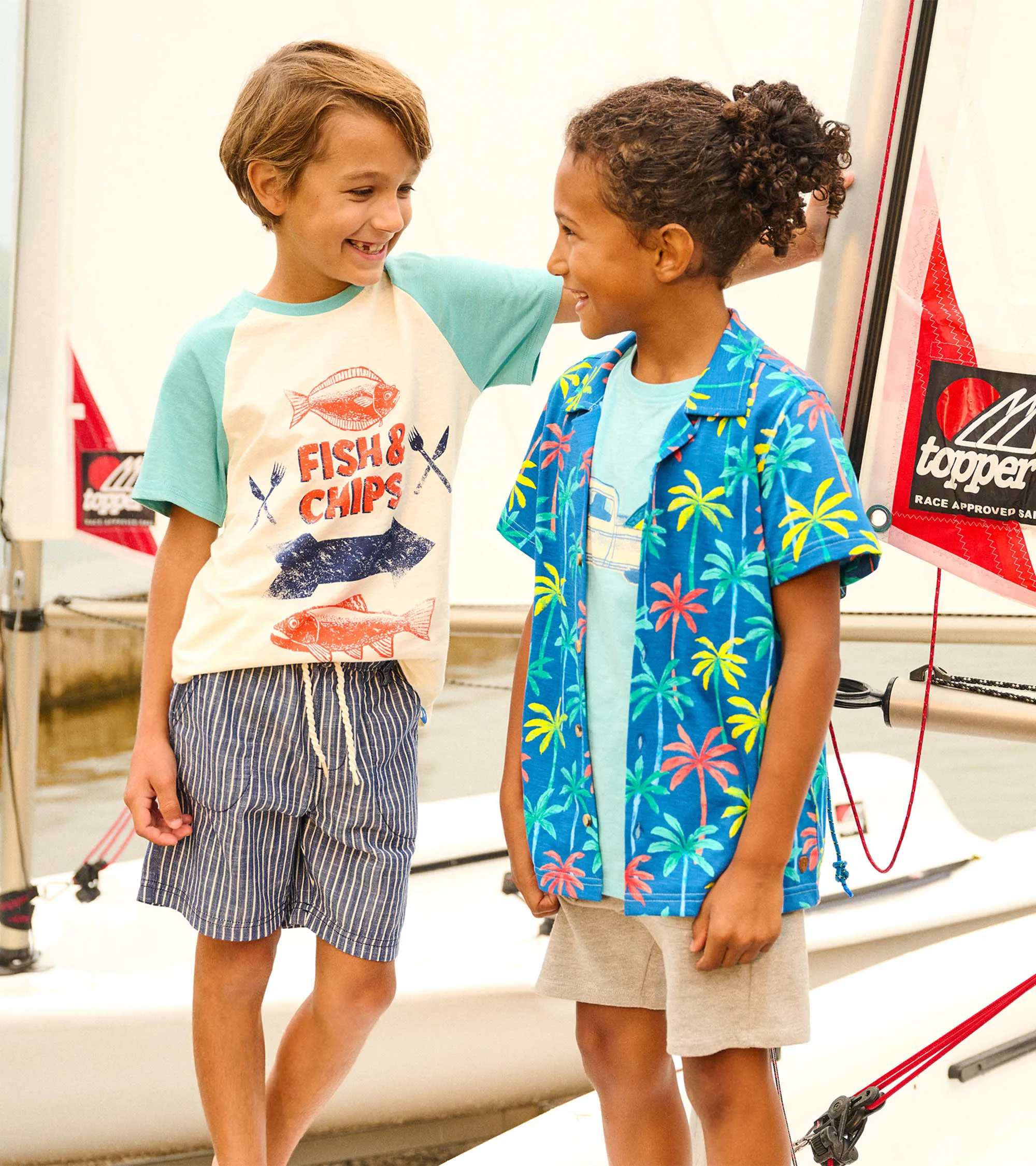 Boys Fish & Chips Raglan T-Shirt -Hatley