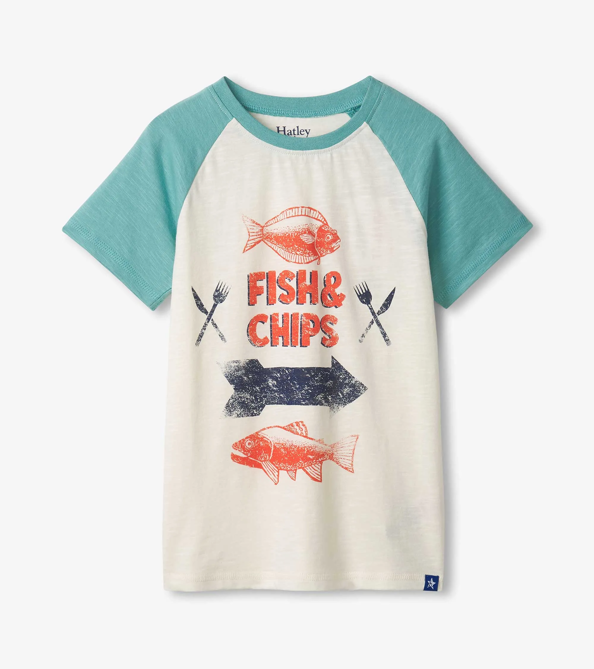 Boys Fish & Chips Raglan T-Shirt -Hatley
