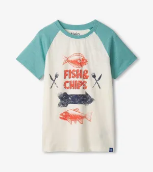 Boys Fish & Chips Raglan T-Shirt -Hatley