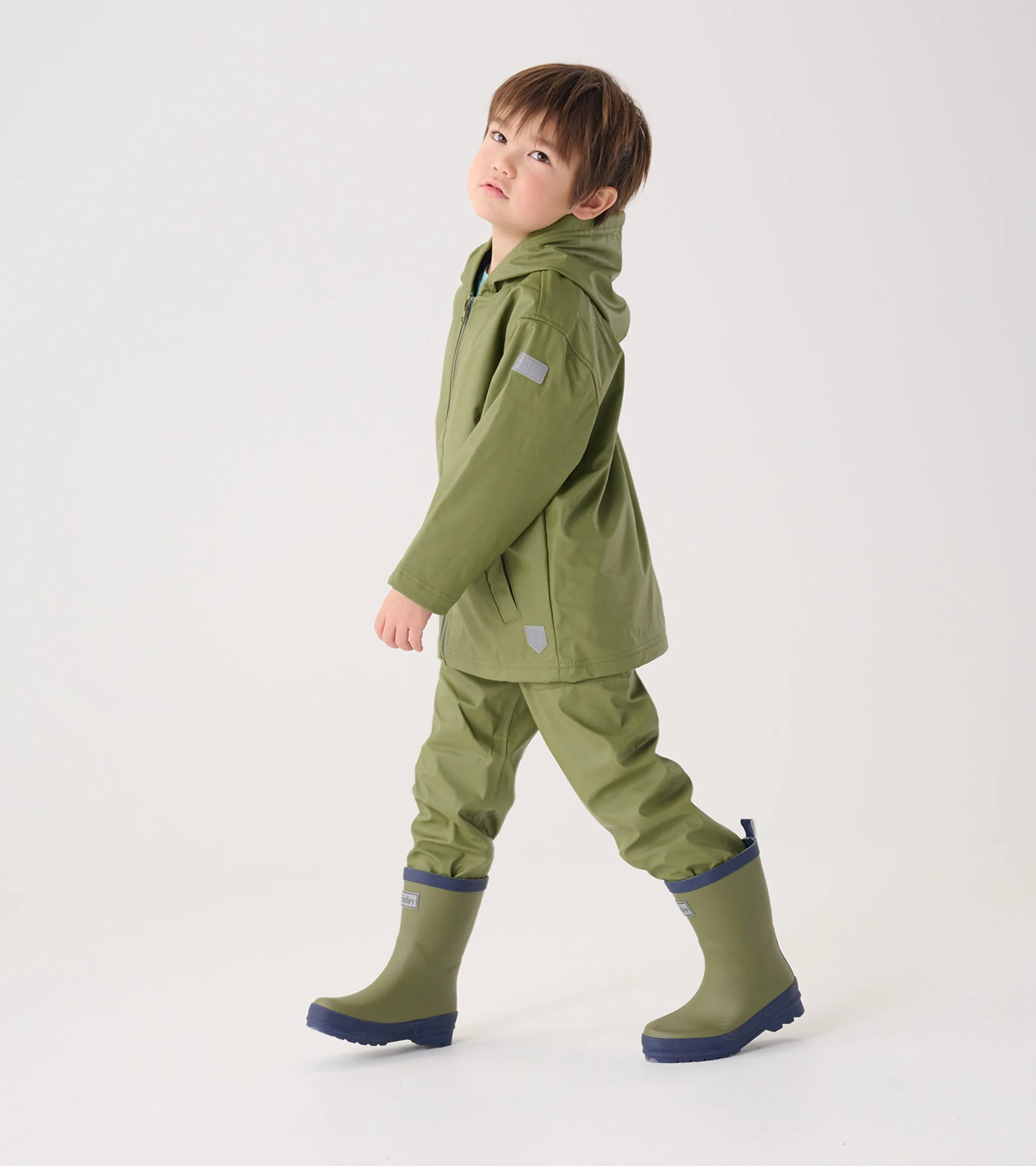 Boys Forest Green Zip-Up Rain Jacket -Hatley