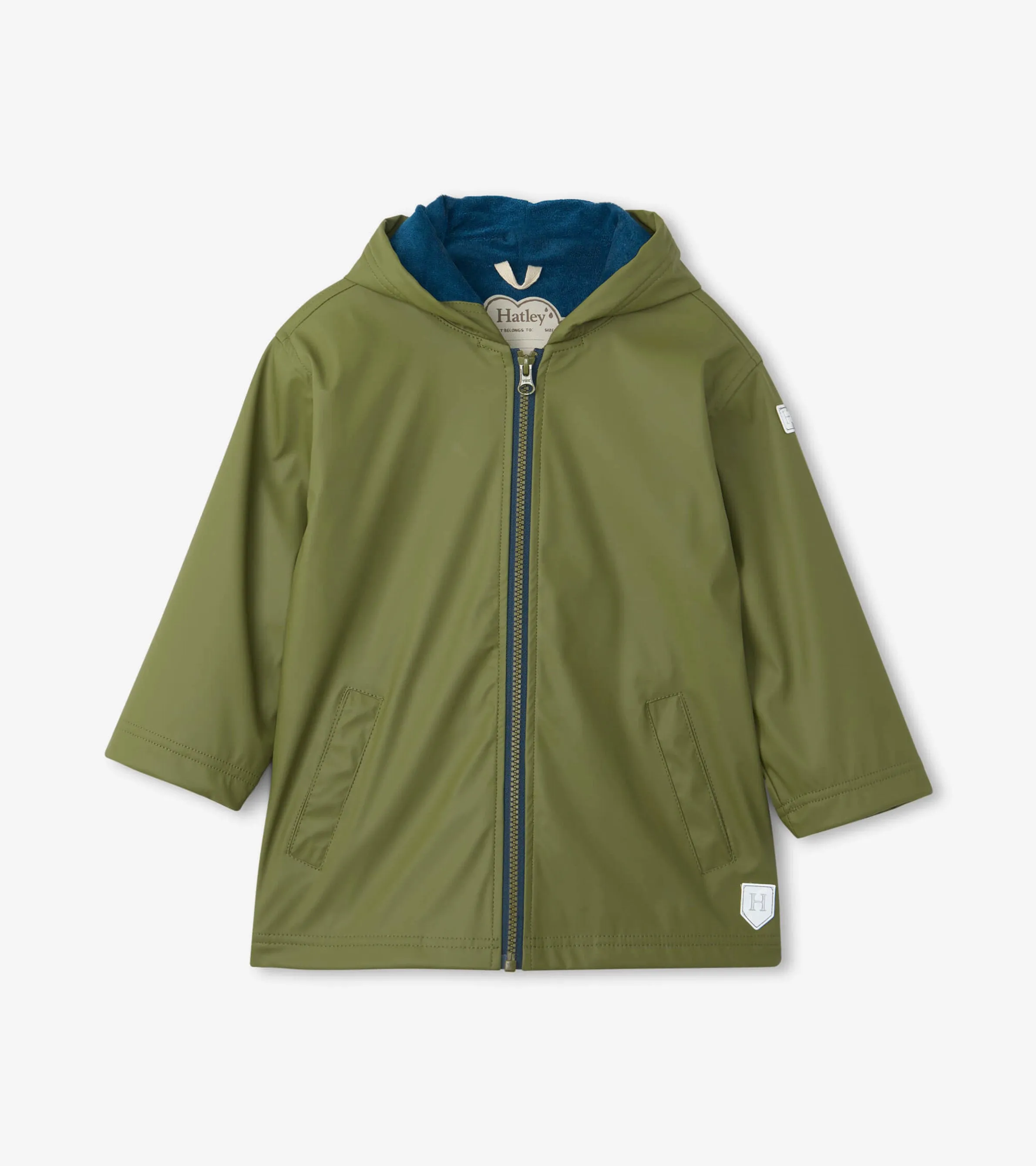 Boys Forest Green Zip-Up Rain Jacket -Hatley
