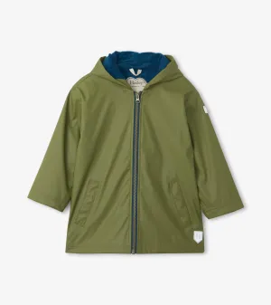 Boys Forest Green Zip-Up Rain Jacket -Hatley