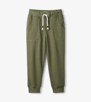 Boys Green Melange Slim Fit Joggers -Hatley