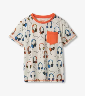 Boys Headphones Pocket T-Shirt -Hatley