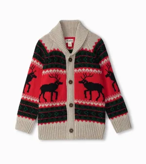 Boys Holiday Elks Shawl Collar Cardigan -Hatley