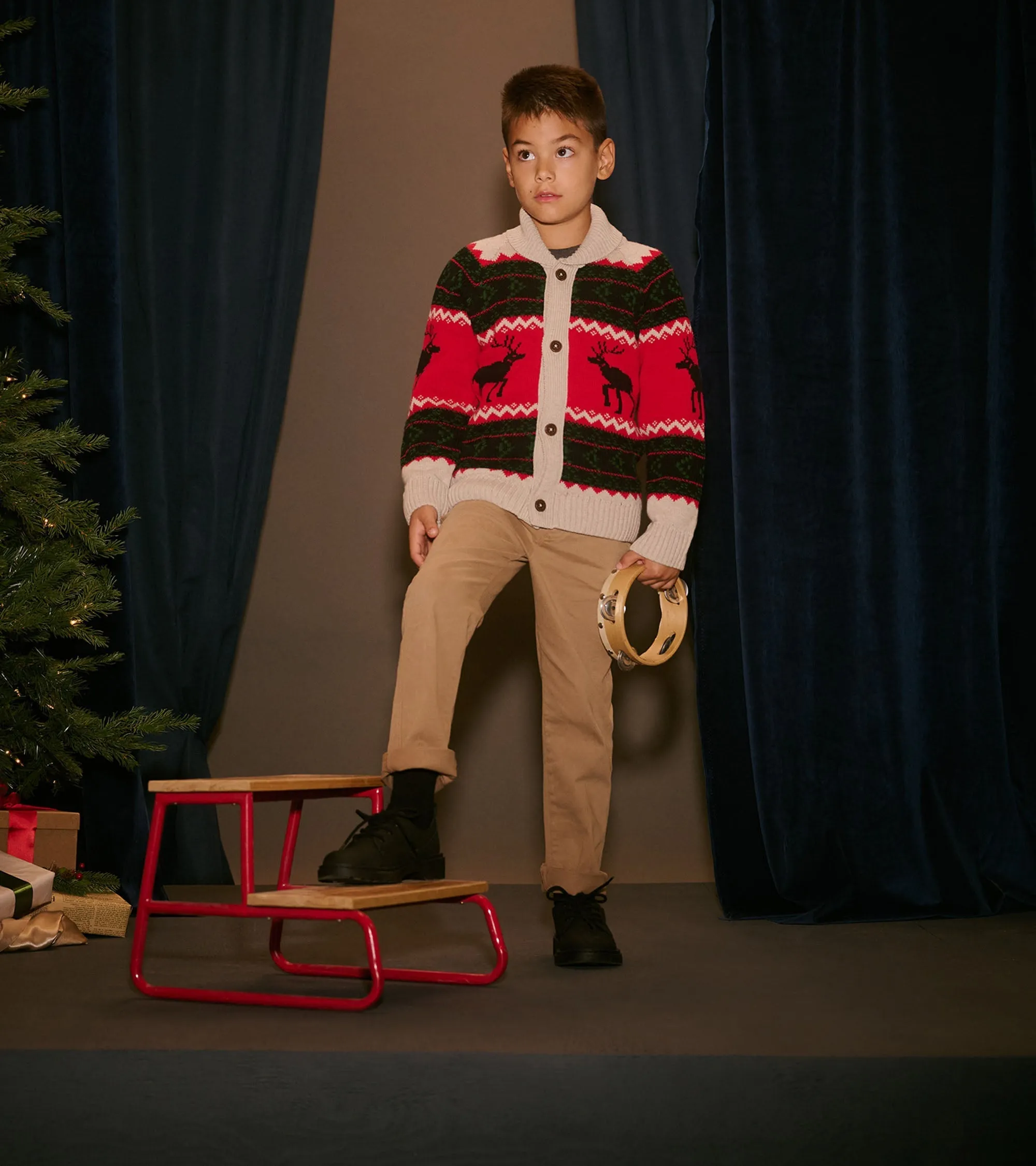 Boys Holiday Elks Shawl Collar Cardigan -Hatley