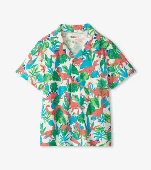 Boys Jungle Dino Short Sleeve Jersey Button Down -Hatley