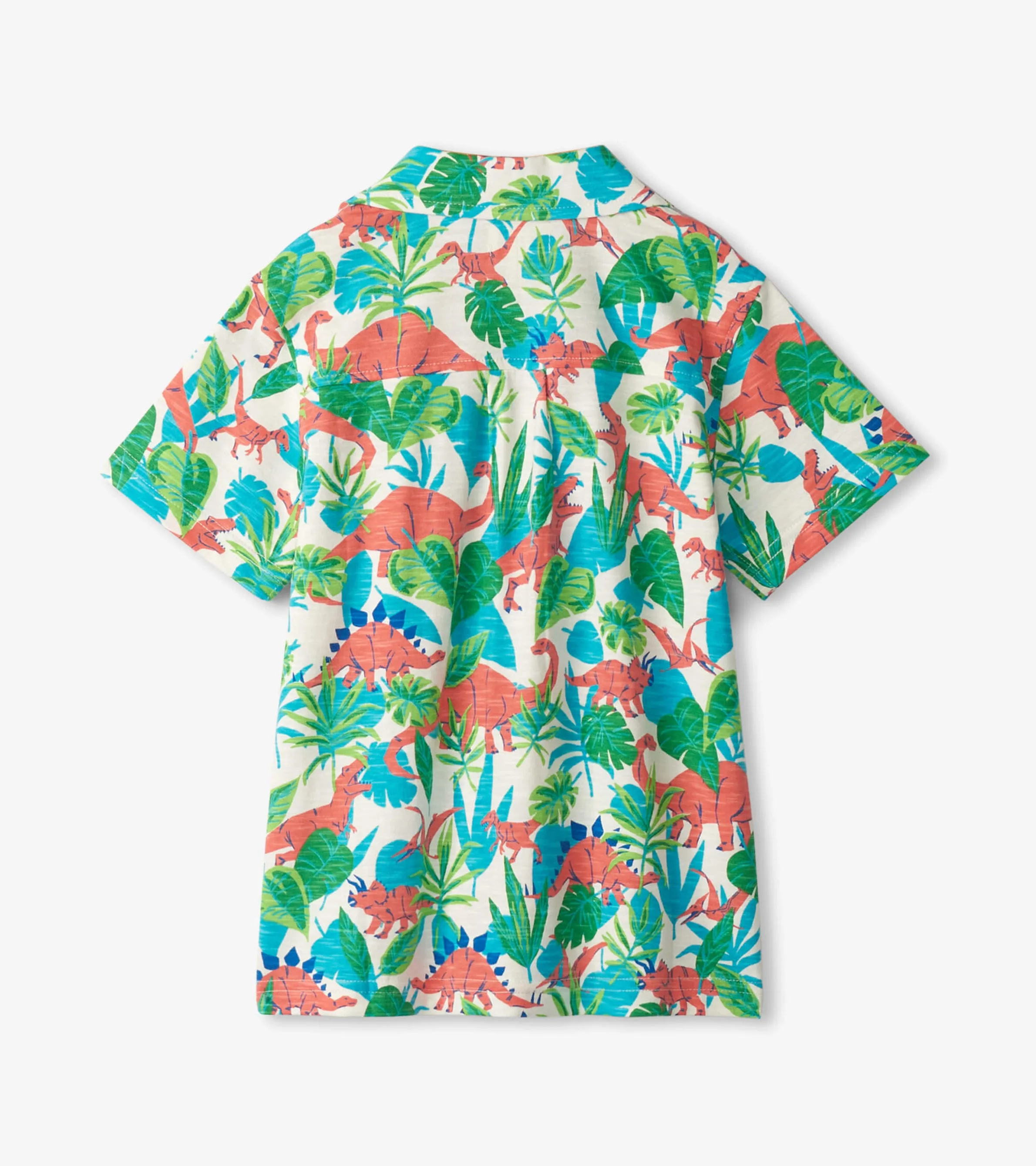 Boys Jungle Dino Short Sleeve Jersey Button Down -Hatley