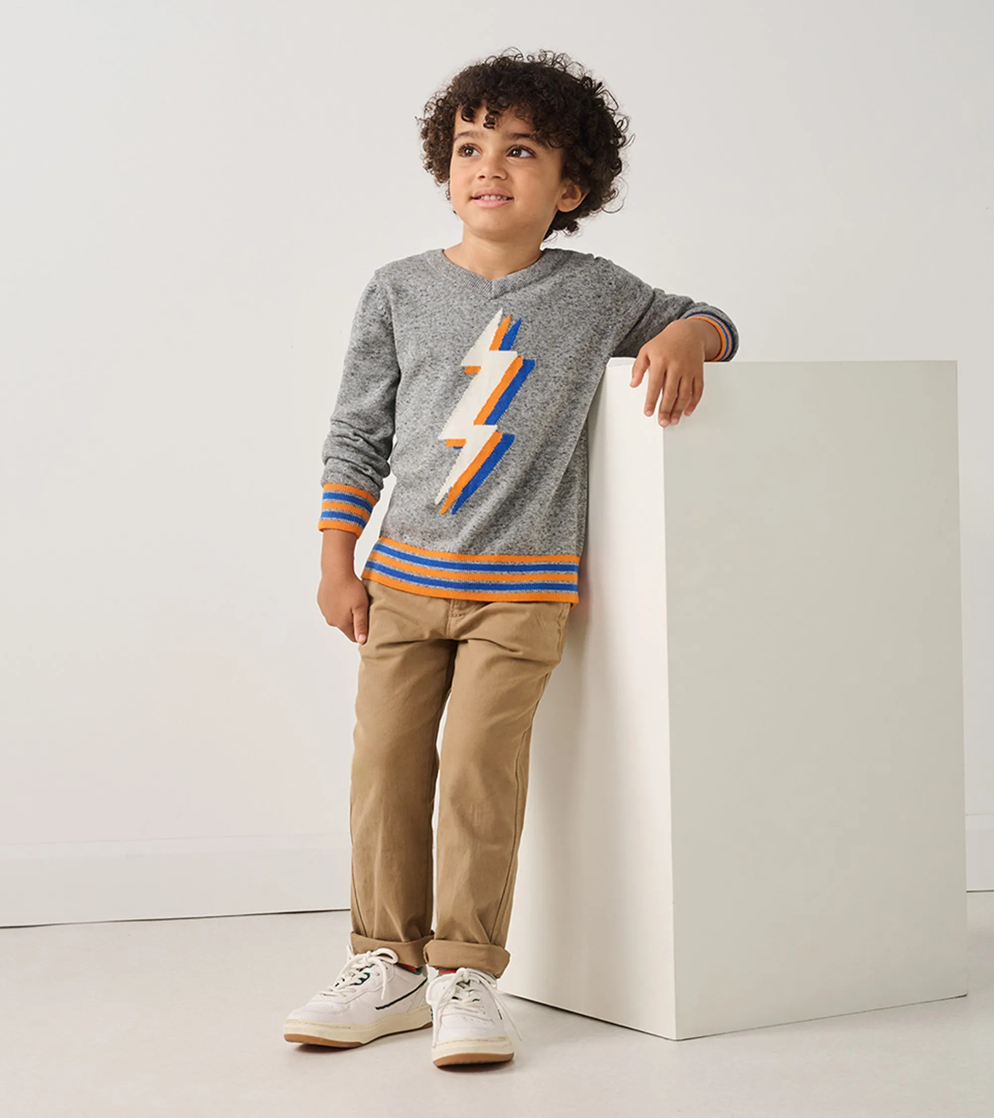 Boys Lightning Bolt V-Neck Sweater -Hatley