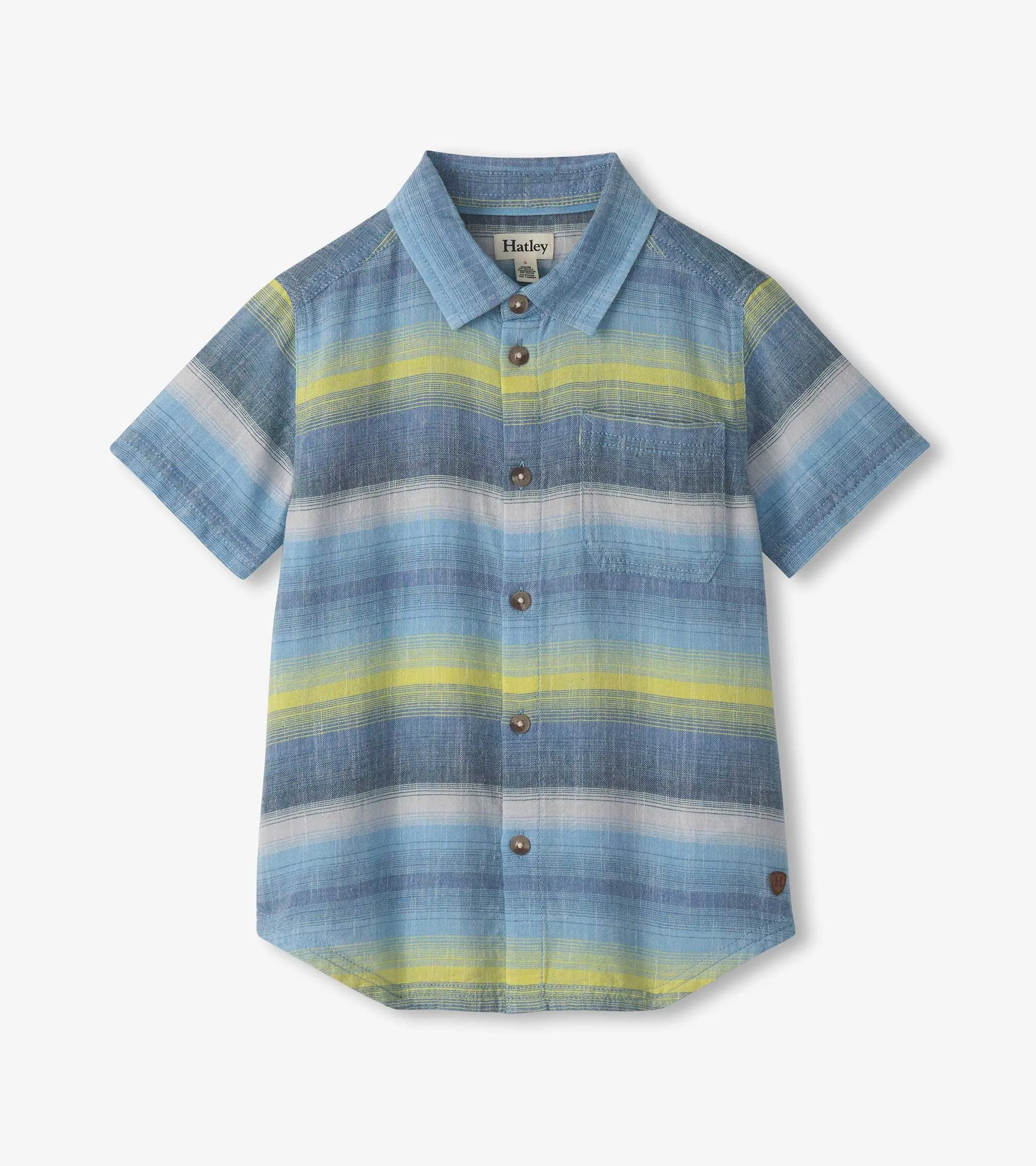 Boys Lime Green Stripes Button Down Shirt -Hatley