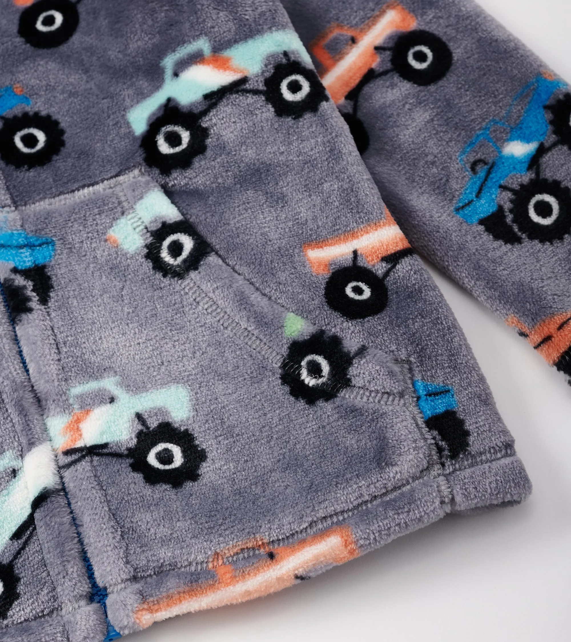 Boys Monster Trucks Fuzzy Fleece Zip-Up Jacket -Hatley