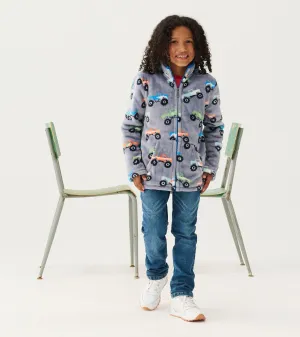 Boys Monster Trucks Fuzzy Fleece Zip-Up Jacket -Hatley