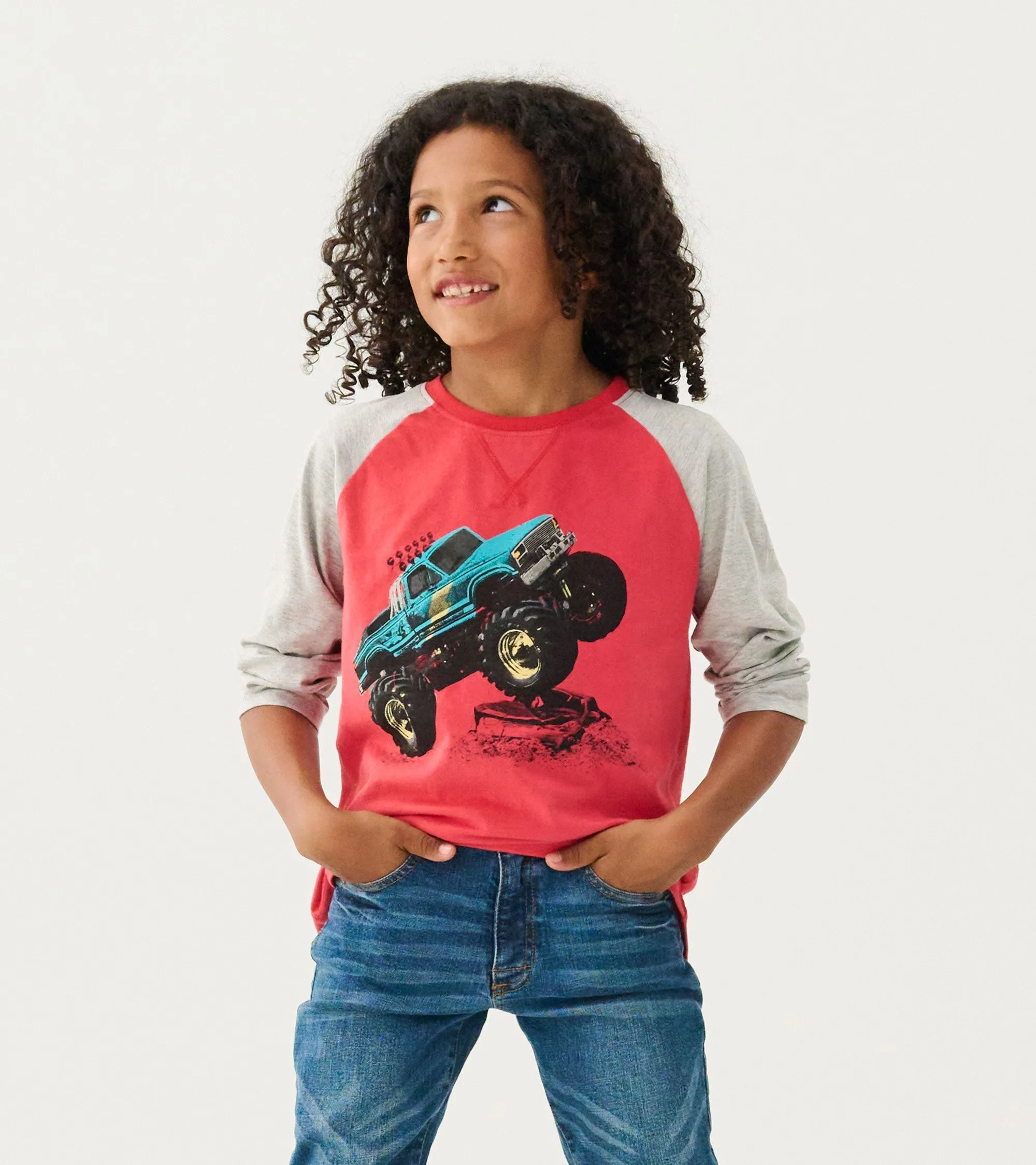 Boys Monster Trucks Long Sleeve Raglan T-Shirt -Hatley