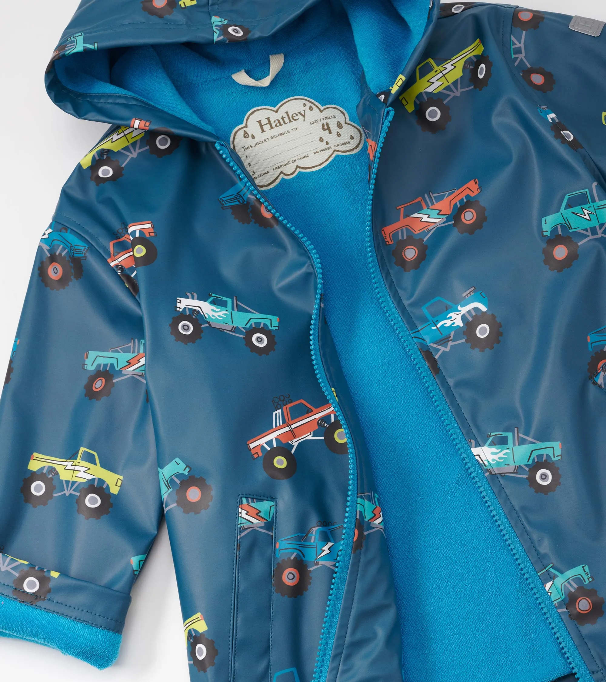 Boys Monster Trucks Zip-Up Rain Jacket -Hatley