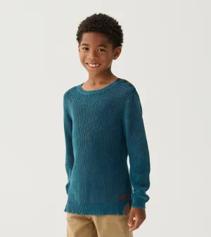 Boys Moroccan Blue Button Neck Sweater -Hatley