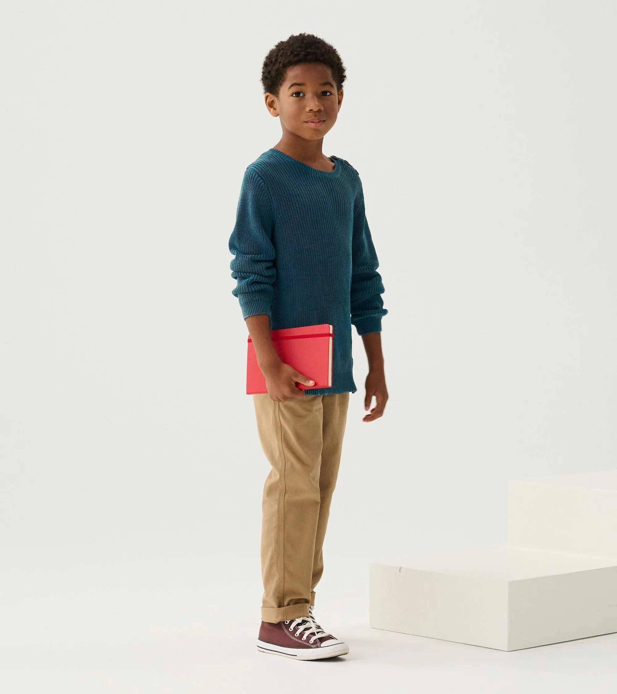 Boys Moroccan Blue Button Neck Sweater -Hatley