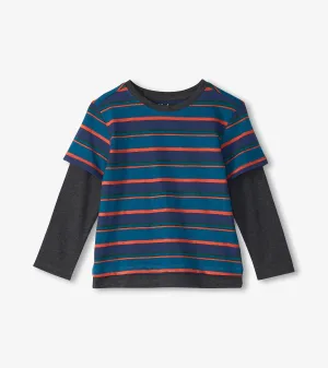 Boys Moroccan Blue Fooler Long Sleeve T-Shirt -Hatley
