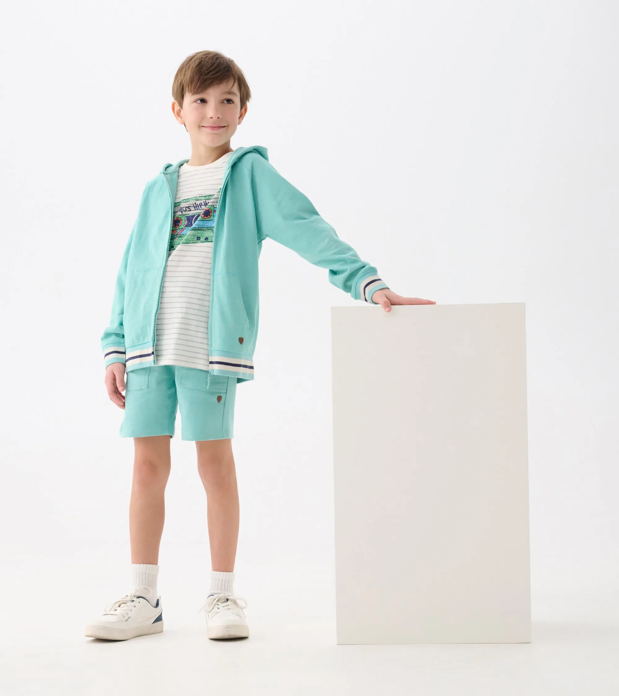 Boys Nile Blue Zip-Up Hoodie -Hatley
